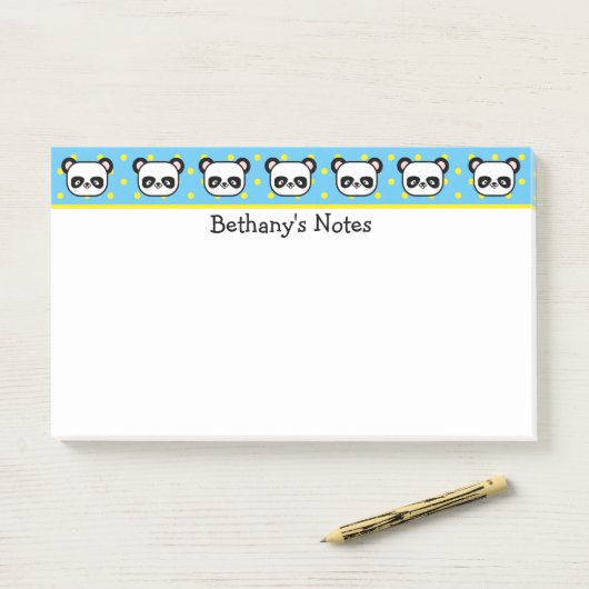 Kleine Panda Beren gepersonaliseerd Post-it® Notes (Op bureau)