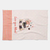 Kleine Panda Holding Flowers Moederdag Gift Theedoek (Horizontaal)