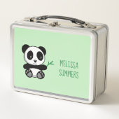 Kleine Panda met een Bamboe-toets op groen (Voorkant)