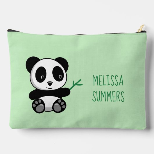 Kleine Panda met een Bamboe-toets op groen Etui (Achterkant)