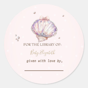 Kleine parel schelpen diamanten stippen baby showe ronde sticker