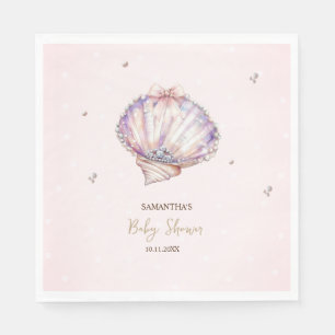 Kleine parel schelpen diamanten stippen baby showe servet