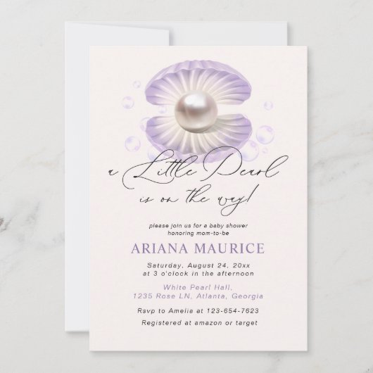 Kleine Parel Waterverf Paarse Bubble Baby shower Kaart (Voorkant)