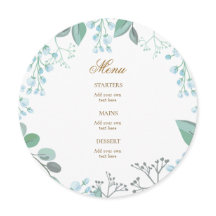 kleine pastelblauwe bloemen menu
