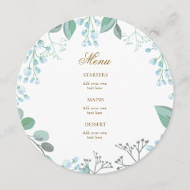 kleine pastelblauwe bloemen menu