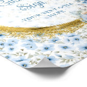 Kleine pastelblauwe waterverf bloemen gouden gewoo poster (Hoek)