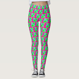 Kleine patterned in roze limoen groen en citroen leggings