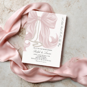 kleine Pearl Bow Girl Baby Shower Uitnodiging