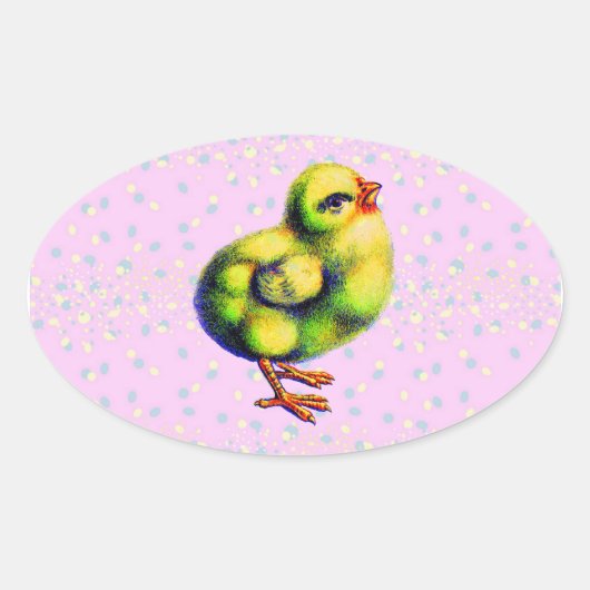 Kleine Peep's Pasen Ovale Sticker (Voorkant)