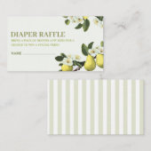Kleine peer fruit thema Baby shower Luier Raffle Informatiekaartje (Voorkant / Achterkant)