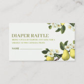 Kleine peer fruit thema Baby shower Luier Raffle Informatiekaartje (Voorkant)