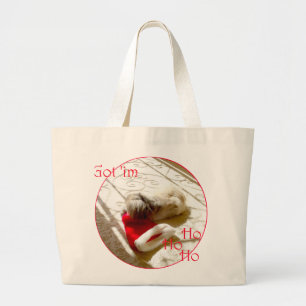 Kleine Pekingees pakt Sinterklaas Grote Tote Bag