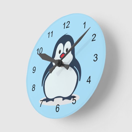 Kleine Penguin Design Clock Ronde Klok (Hoek)