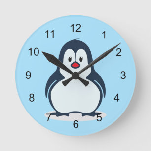 Kleine Penguin Design Clock Ronde Klok