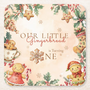 Kleine Peperkoek Kerst 1e Verjaardag Kartonnen Onderzetters