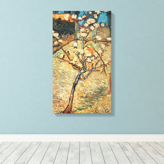 Kleine perenboom in Bloom door Vincent van Gogh Canvas Afdruk (Insitu (Houten vloer))