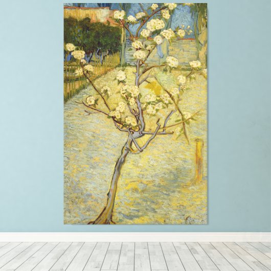 Kleine perenboom in Blossom Van Gogh Fine Art Canvas Afdruk (Insitu (Houten vloer))
