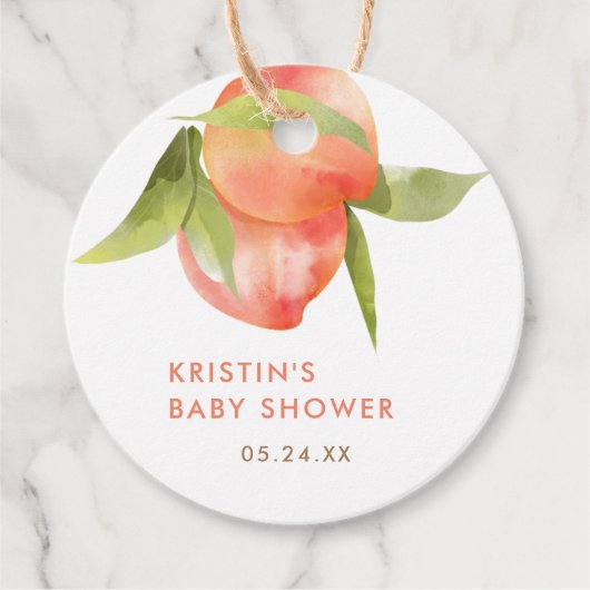 Kleine Perzik Baby Shower Bedank Je Favor Bedankjes Labels (Voorkant)