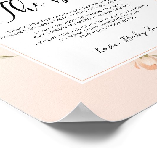 Kleine perzik baby shower bericht van de bump poster (Hoek)