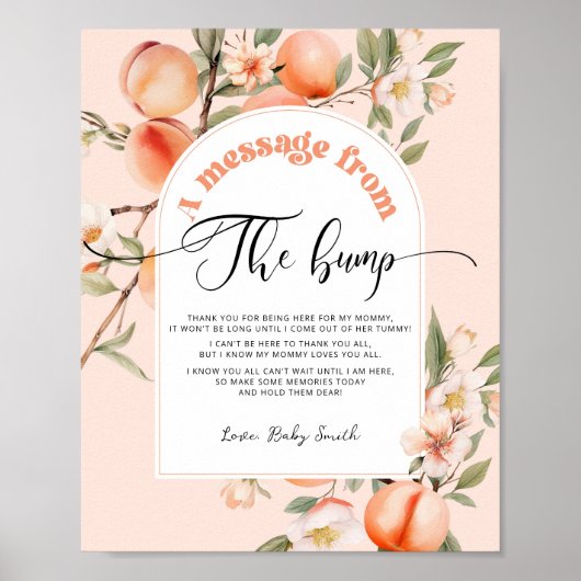 Kleine perzik baby shower bericht van de bump poster (Voorkant)
