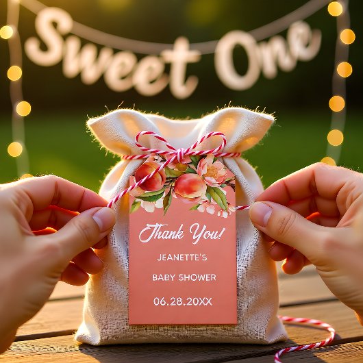 Kleine Perzik Bloemetjes Baby Shower Cadeaulabel