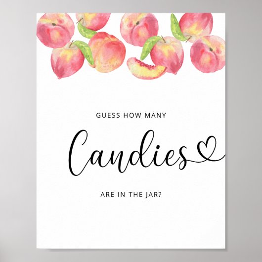 Kleine perzik gok hoeveel snoepjes poster (Voorkant)