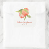 Kleine Perzik Is Op Komst Meisje Baby Shower Vierkante Sticker (Tas)