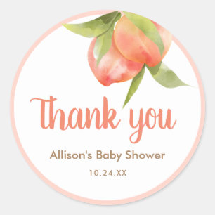 Kleine Perzik Meisje Baby Shower Bedankt Tags Ronde Sticker