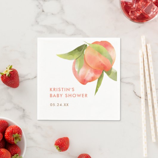 Kleine Perzik Meisje Baby Shower Fruit Servet (Insitu)