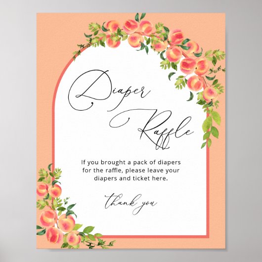 Kleine perzik moderne luier loterij poster (Voorkant)