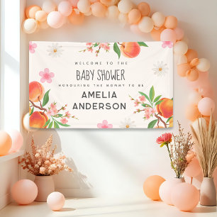 Kleine Perzik Op Weg Baby Shower Welkomstbord Spandoek