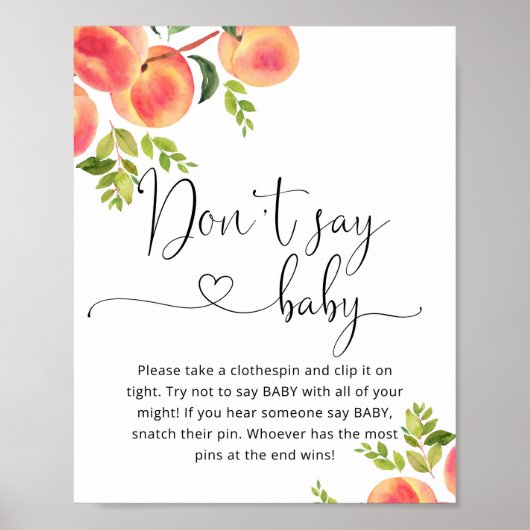 Kleine perzik Zeg geen baby shower game Poster (Voorkant)