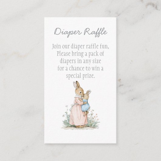 Kleine Peter Konijn en Mama Luier Raffle Informatiekaartje (Voorkant)