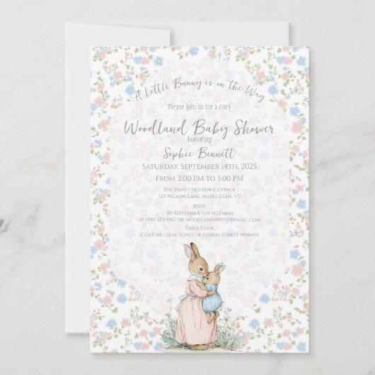 Kleine Peter Konijn en moeder Baby shower Kaart (Voorkant)