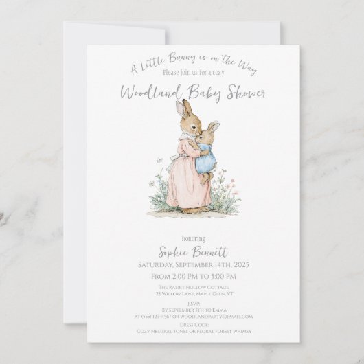 Kleine Peter Konijn en moeder Baby shower Kaart (Voorkant)