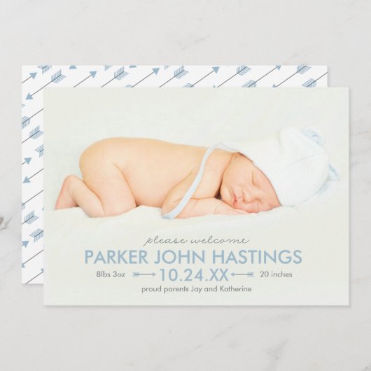 Kleine pijltjes van Archer Full Bleed Birth Announ Aankondiging (Voorkant / Achterkant)