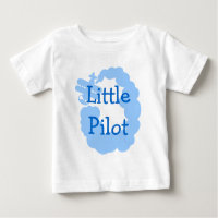 Kleine piloot baby shirt met vliegend vliegtuig