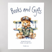 Kleine piloot schattig teddy beer boeken geschenke poster (Voorkant)