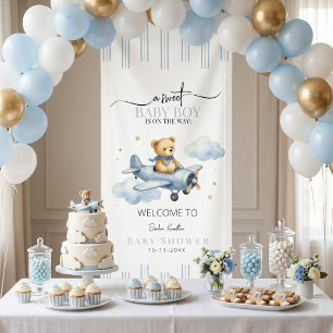 Kleine Piloot Teddybeer Baby Shower Banner