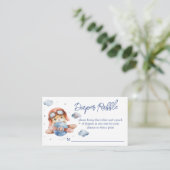 Kleine piloot vliegtuig baby shower luier loterij informatiekaartje (Staand voorkant)