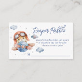 Kleine piloot vliegtuig baby shower luier loterij informatiekaartje (Voorkant)