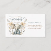 Kleine Pinda Baby Olifant Blauwe Luier Raffle Informatiekaartje (Voorkant)