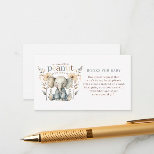 Kleine Pinda Baby Olifant Blauwe Luier Raffle Informatiekaartje (Voorkant / Achterkant in situ)