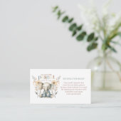 Kleine Pinda Baby Olifant Blauwe Luier Raffle Informatiekaartje (Staand voorkant)