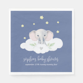 Kleine Pinda Baby shower Blauwe Olifant Servetten