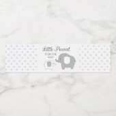 Kleine Pinda Baby shower Olifant Grijze Polka Dots Waterfles Etiket (Enkel label)