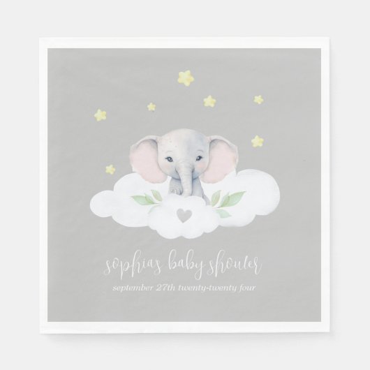 Kleine pinda Baby shower olifant servetten (Voorkant)