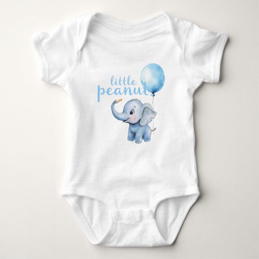 Kleine Pinda Blauwe Olifant Baby Body – Mooie S Romper (Voorkant)