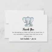 Kleine pinda Blue Elephant Baby shower Bedankkaart (Voorkant)
