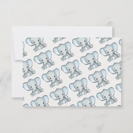 Kleine pinda Blue Elephant Baby shower Bedankkaart (Achterkant)